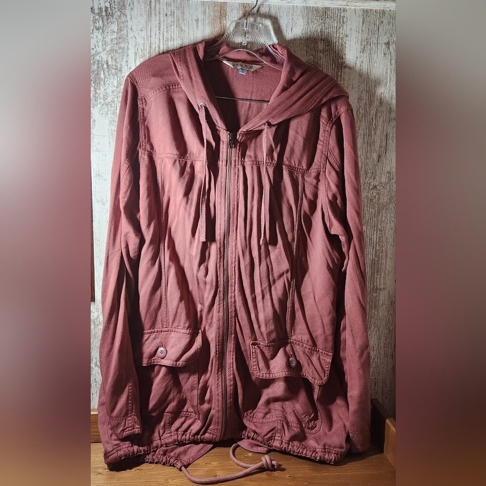 Serra Women's Utility Jacket in Dusty Rose Pockets Cover Coat 100% Rayon